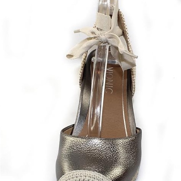 Vionic Maris Wedge Espadrille Silver Pewter Metallic Sz:7 - Picture 3 of 8